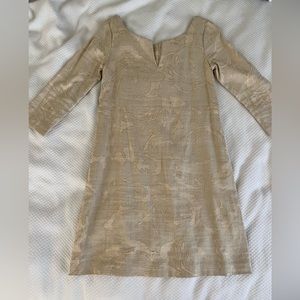 J Crew Linen Blend Gold Dress Size 0
